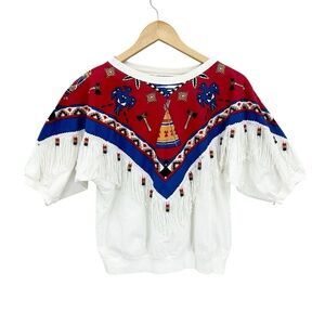 HAZELWOOD CLUB Shirt Phoenix Fringe Aztec Tassel Bead USA Western